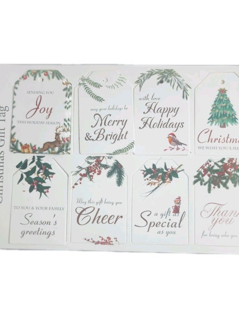 Christmas Gift Tags with Gold String 48 Pcs White Red Green